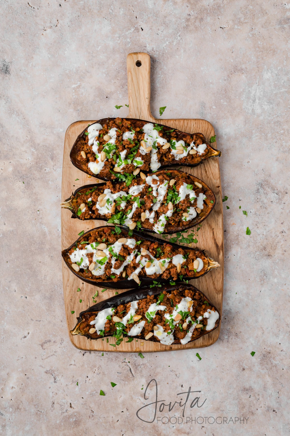 Mediterranean Stuffed Eggplant With Garlic Yogurt Sauce