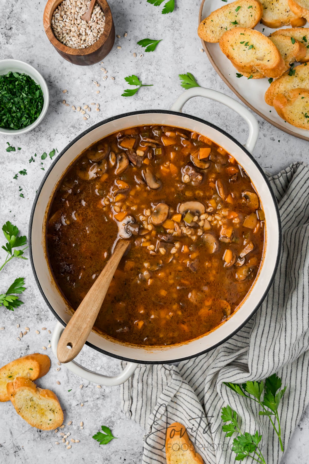 Beef Barley and Mushroom Soup