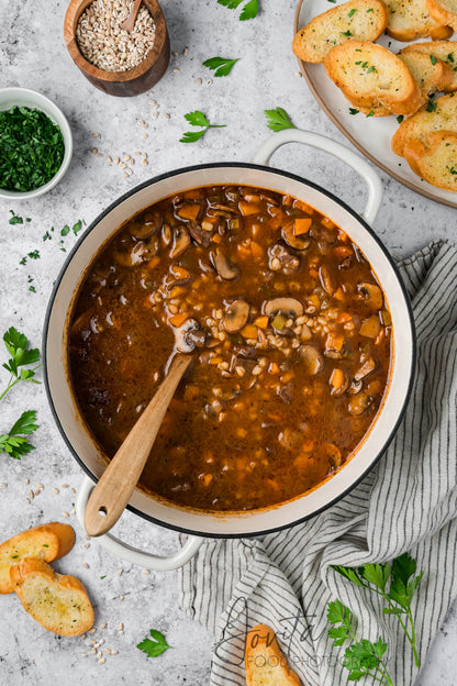 Beef Barley and Mushroom Soup