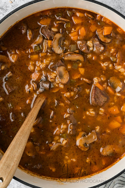 Beef Barley and Mushroom Soup