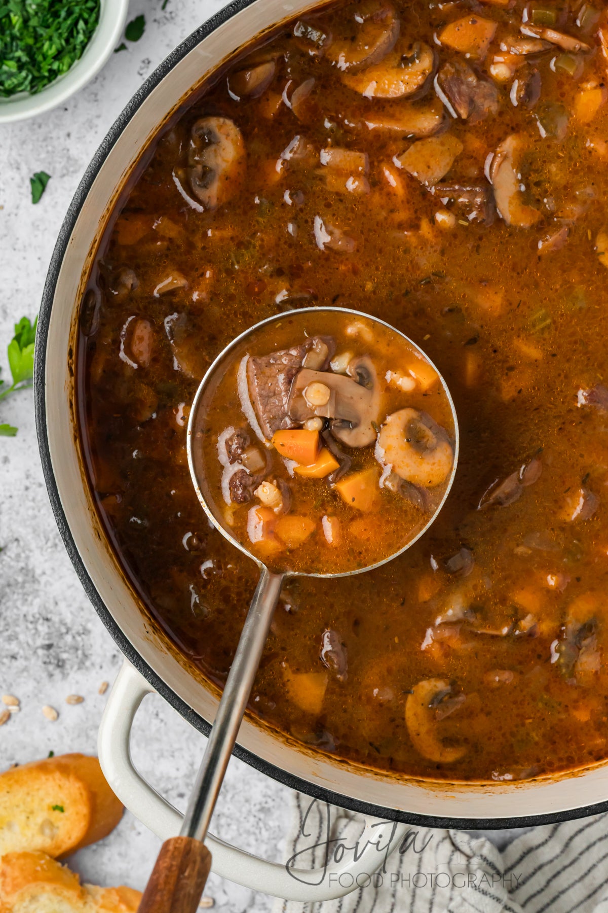 Beef Barley and Mushroom Soup