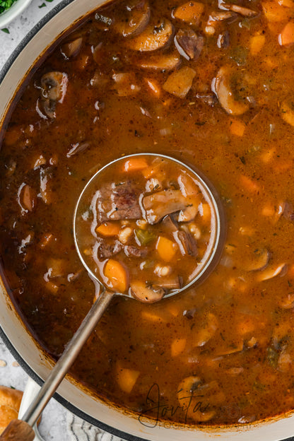 Beef Barley and Mushroom Soup
