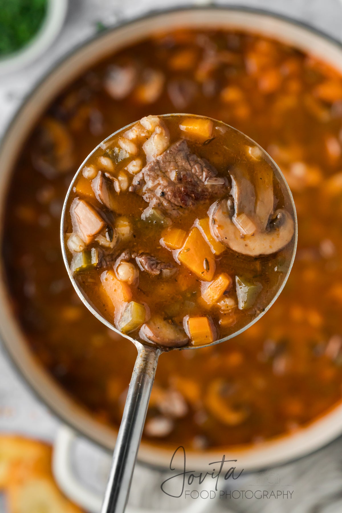 Beef Barley and Mushroom Soup