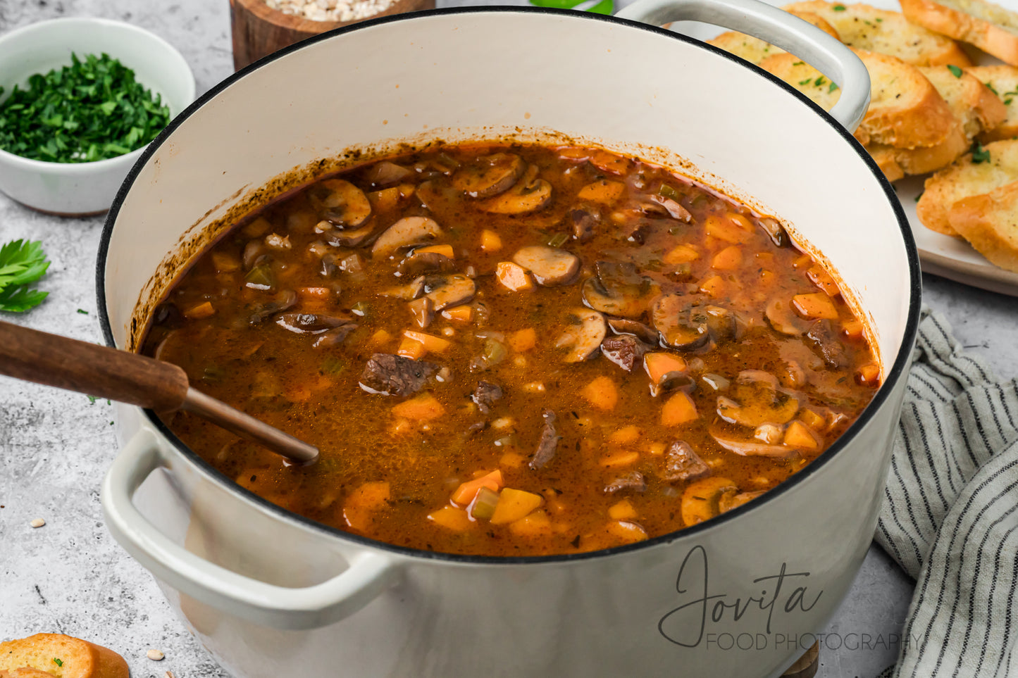 Beef Barley and Mushroom Soup