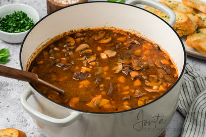 Beef Barley and Mushroom Soup