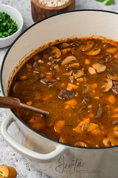 Beef Barley and Mushroom Soup