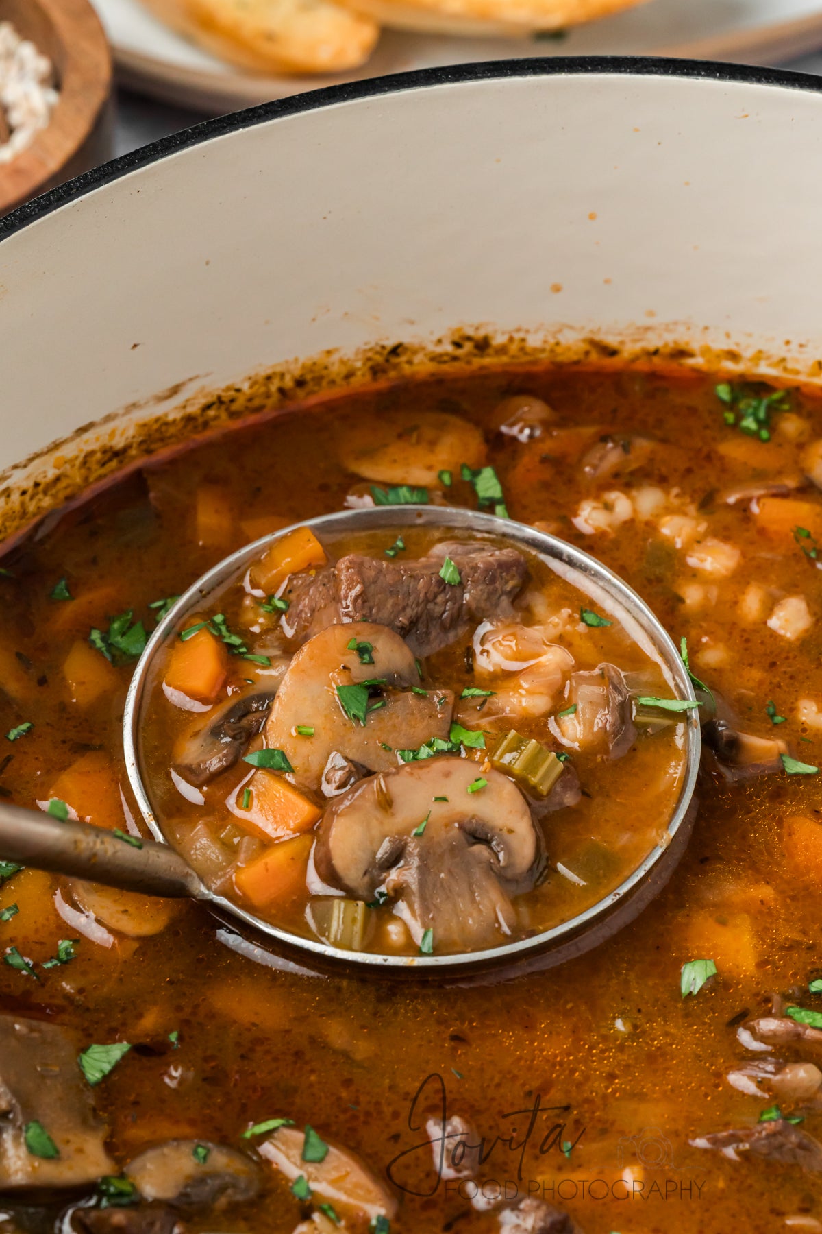 Beef Barley and Mushroom Soup