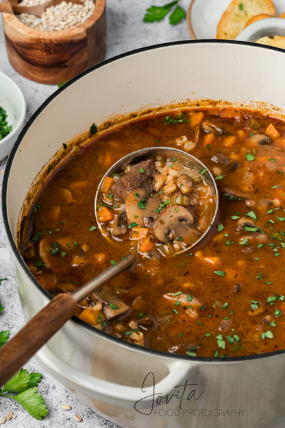 Beef Barley and Mushroom Soup