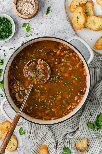 Beef Barley and Mushroom Soup