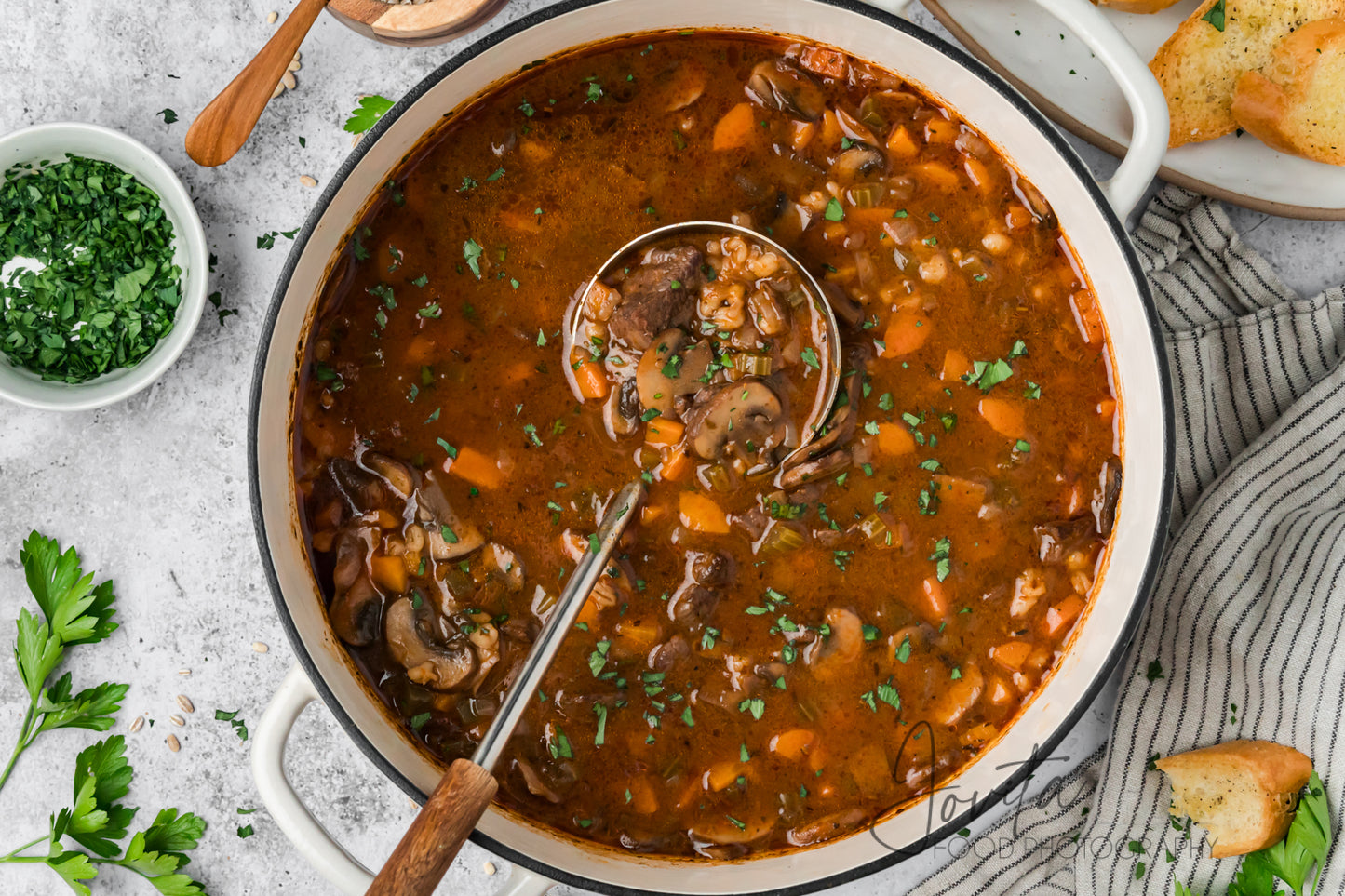 Beef Barley and Mushroom Soup