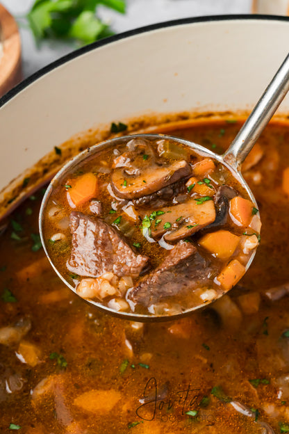 Beef Barley and Mushroom Soup