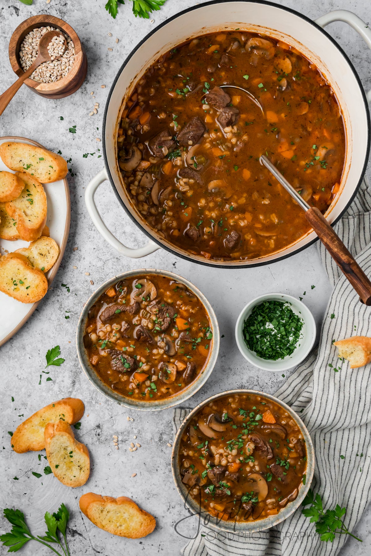 Beef Barley and Mushroom Soup