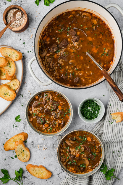 Beef Barley and Mushroom Soup