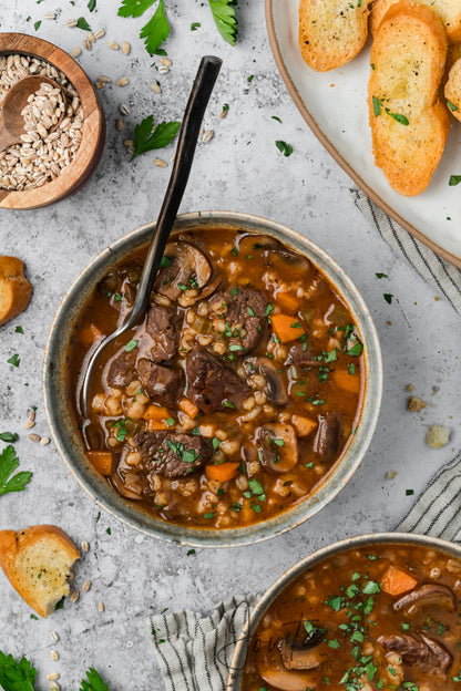Beef Barley and Mushroom Soup