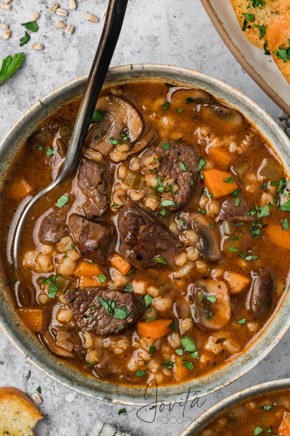 Beef Barley and Mushroom Soup