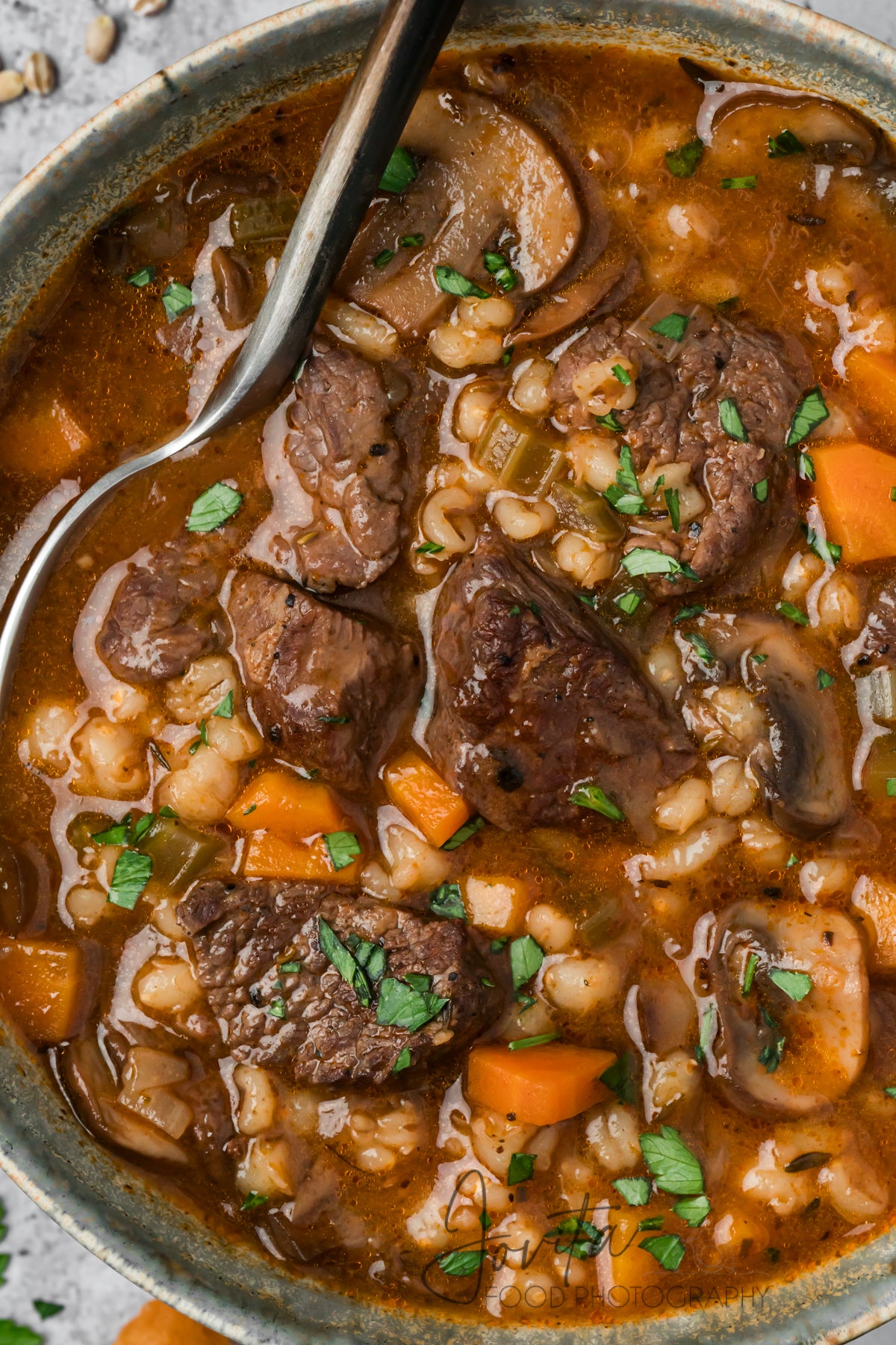 Beef Barley and Mushroom Soup