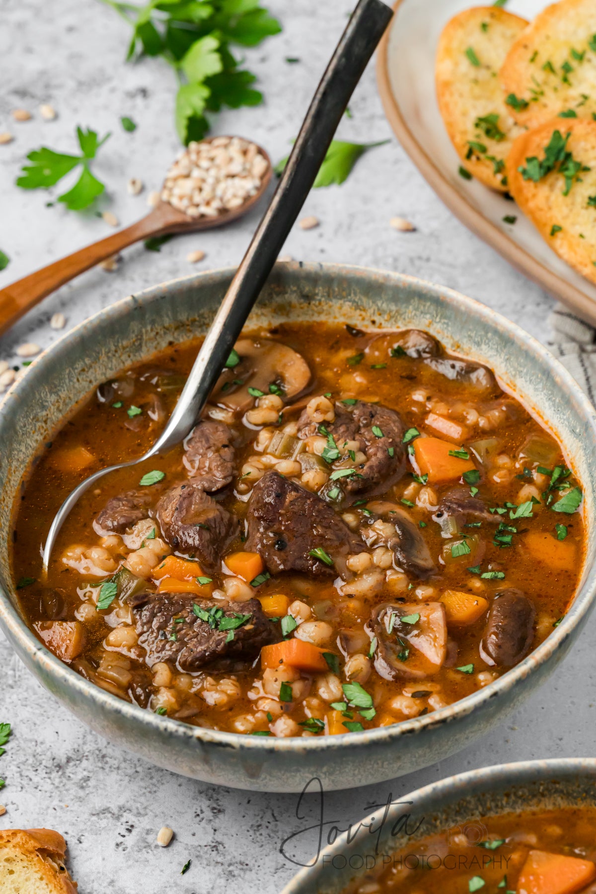Beef Barley and Mushroom Soup