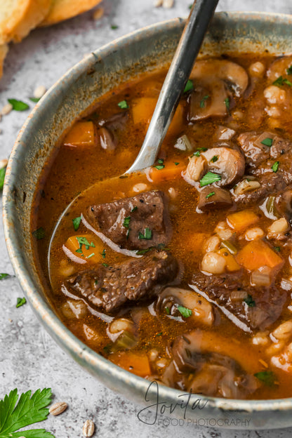 Beef Barley and Mushroom Soup