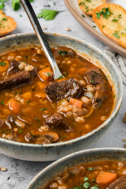 Beef Barley and Mushroom Soup