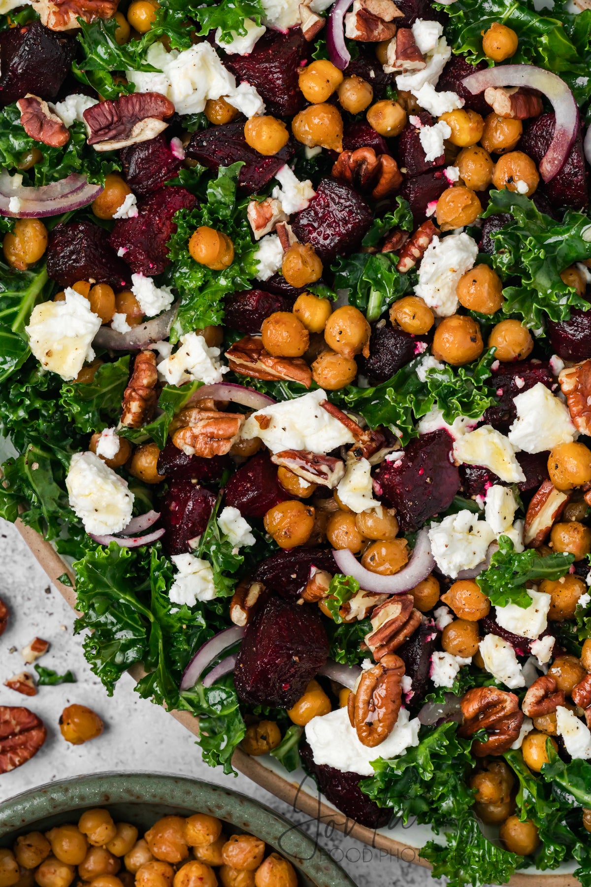 Roasted Beet and Kale Salad with Crispy Chickpeas