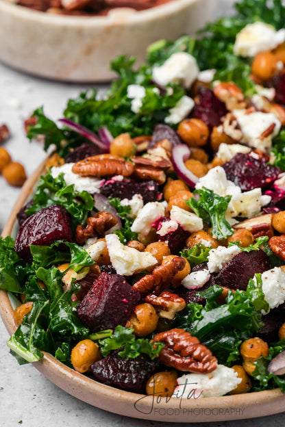 Roasted Beet and Kale Salad with Crispy Chickpeas