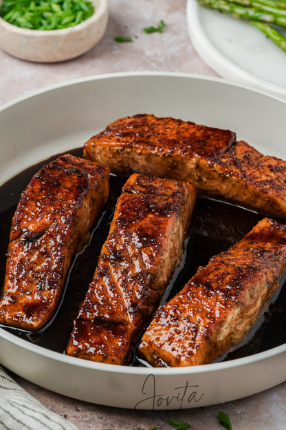 Bourbon Glazed Salmon with Asparagus