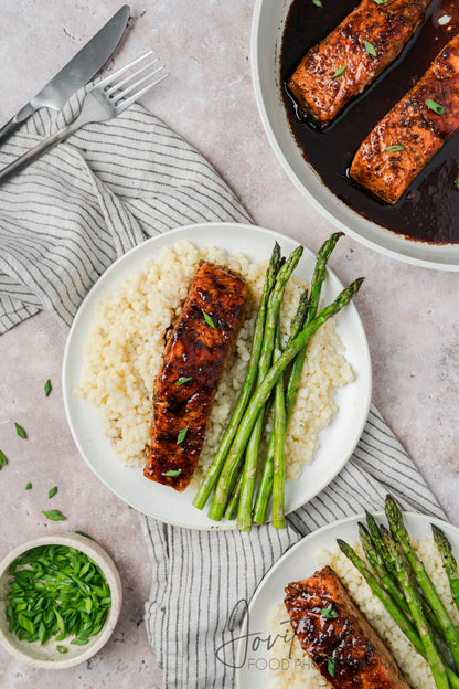 Bourbon Glazed Salmon with Asparagus