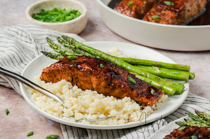 Bourbon Glazed Salmon with Asparagus