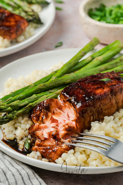 Bourbon Glazed Salmon with Asparagus