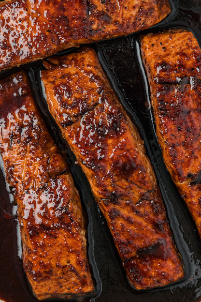 Bourbon Glazed Salmon with Asparagus