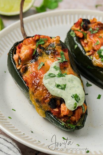 Chicken Stuffed Poblano Peppers
