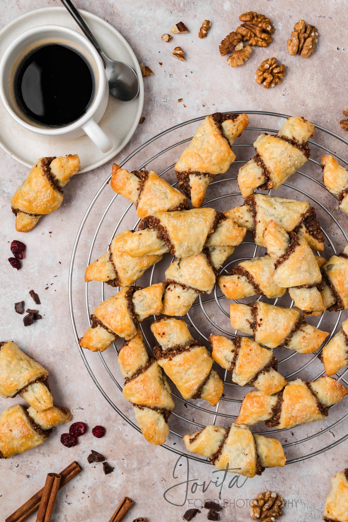Chocolate Walnut Rugelach Cookies