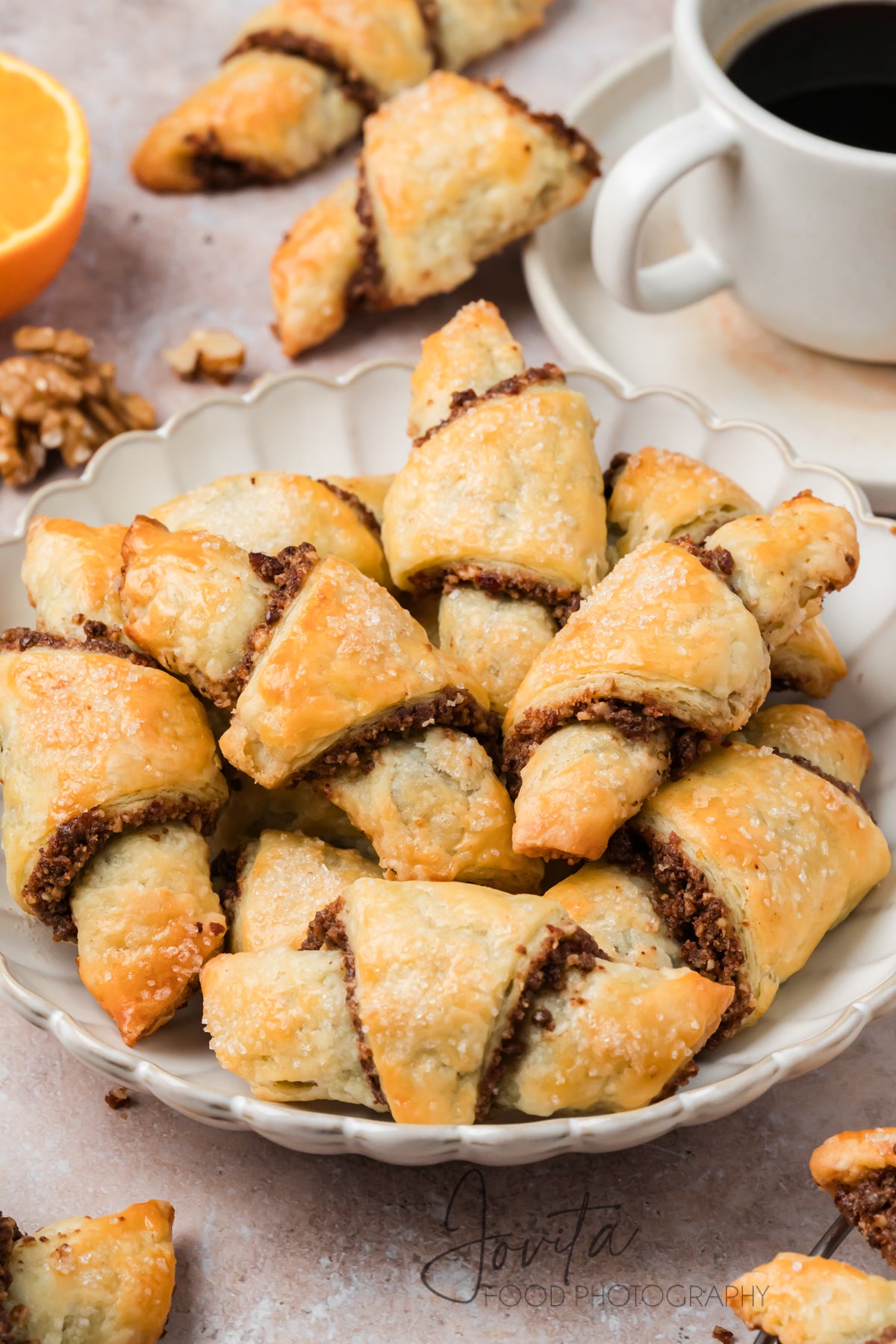 Chocolate Walnut Rugelach Cookies