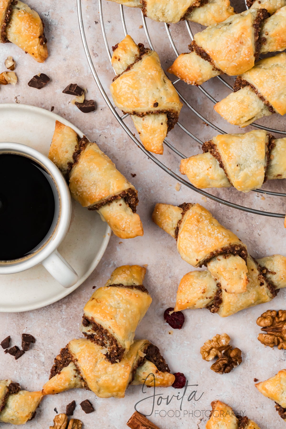 Chocolate Walnut Rugelach Cookies