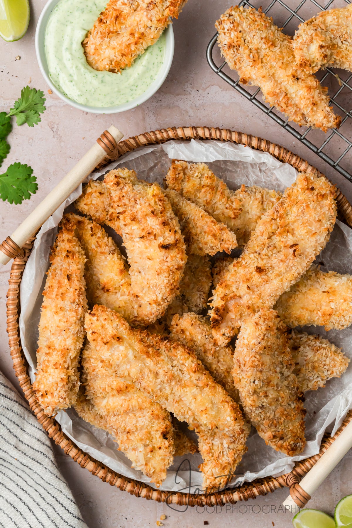Coconut Chicken Tenders with Cilantro Avocado Sauce