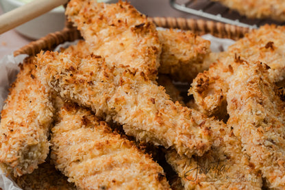 Coconut Chicken Tenders with Cilantro Avocado Sauce