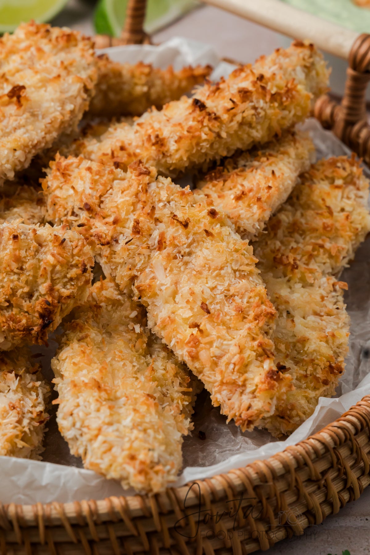 Coconut Chicken Tenders with Cilantro Avocado Sauce