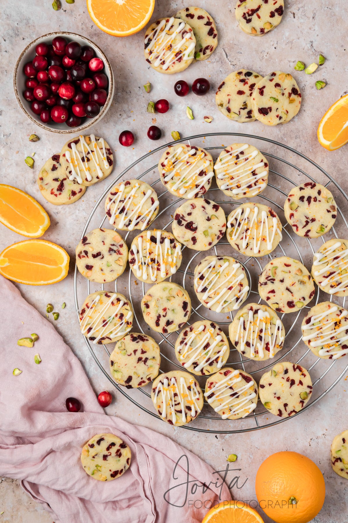 Cranberry Orange Shortbread Cookies