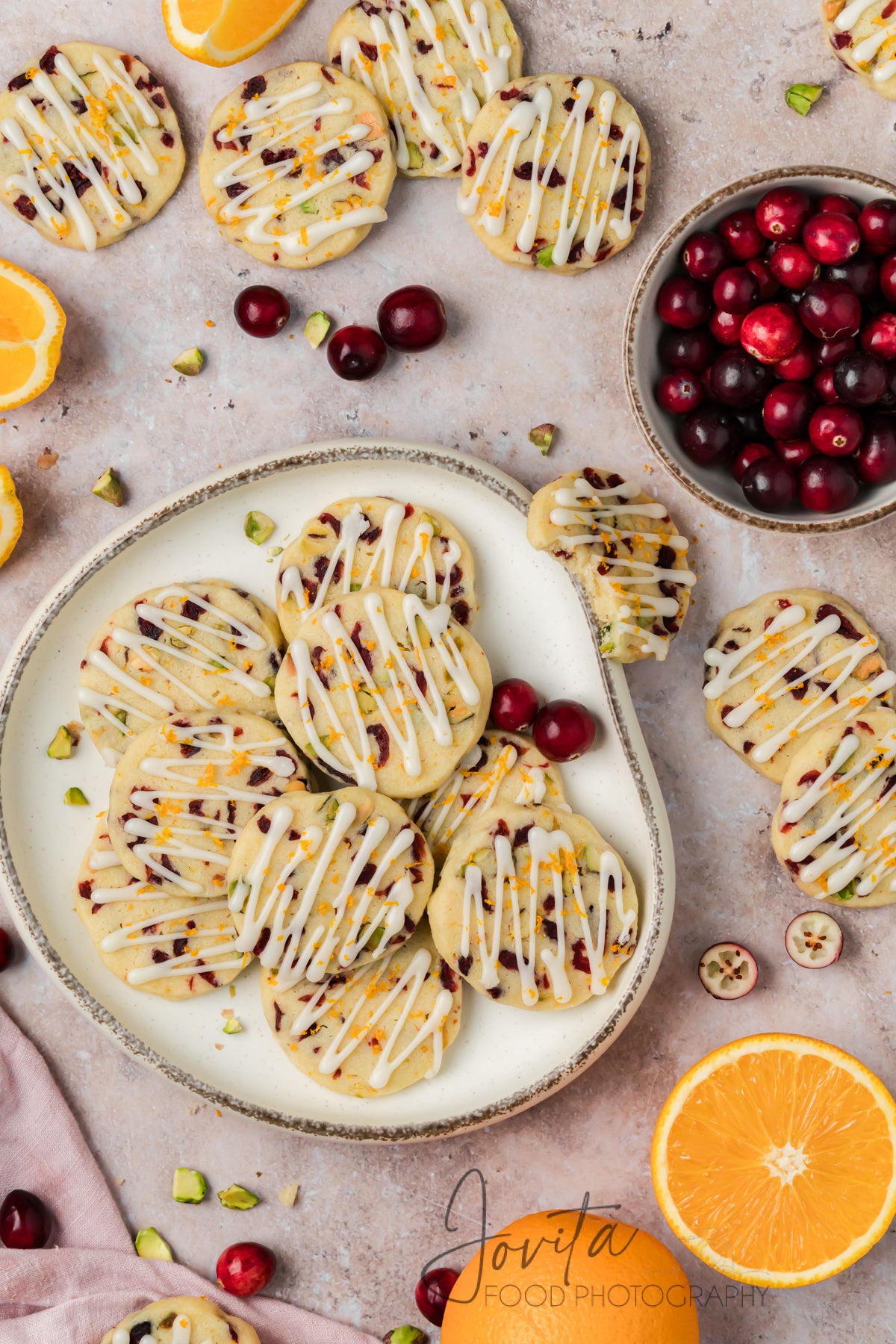 Cranberry Orange Shortbread Cookies