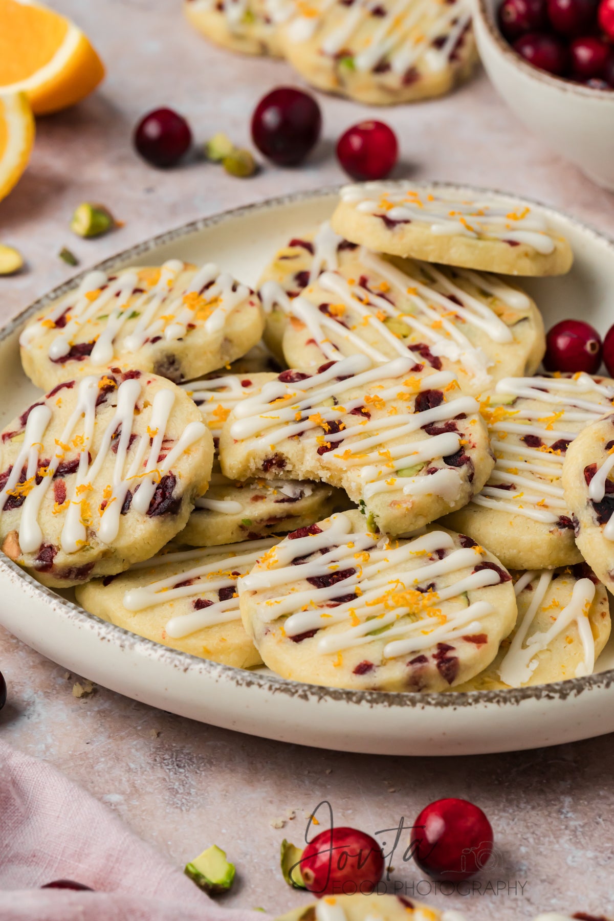 Cranberry Orange Shortbread Cookies