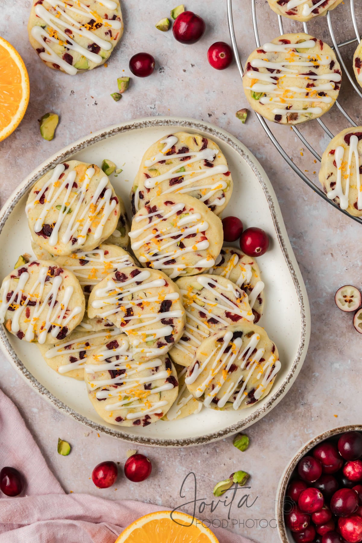 Cranberry Orange Shortbread Cookies