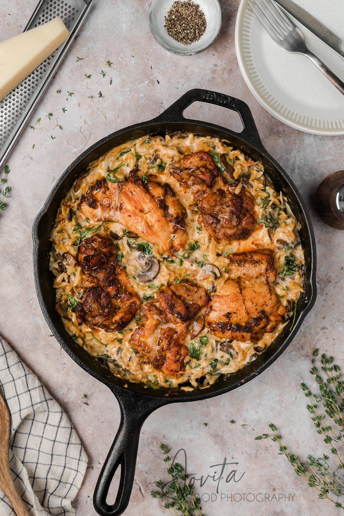 Creamy Chicken Orzo Bake
