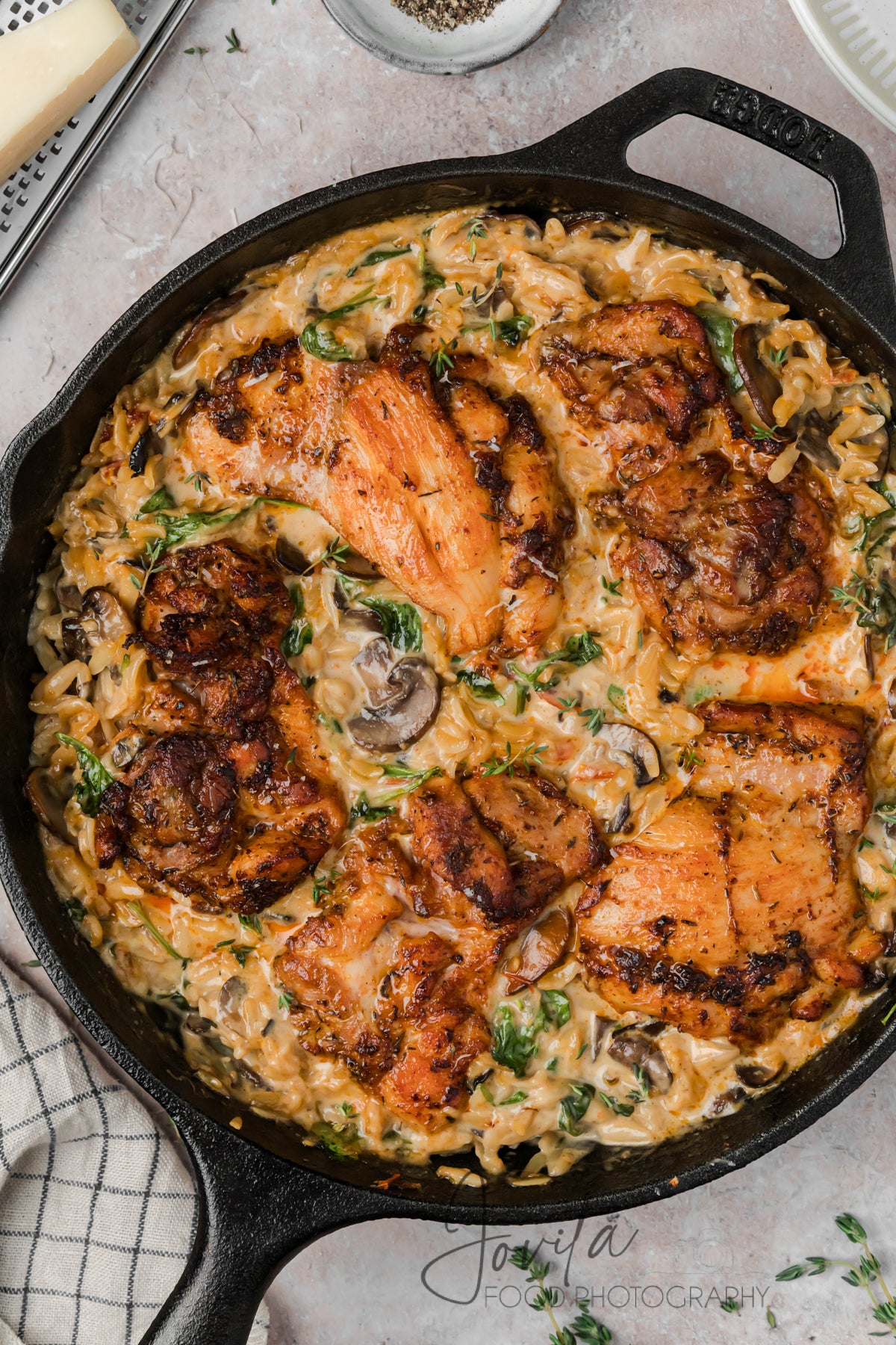 Creamy Chicken Orzo Bake
