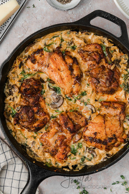 Creamy Chicken Orzo Bake