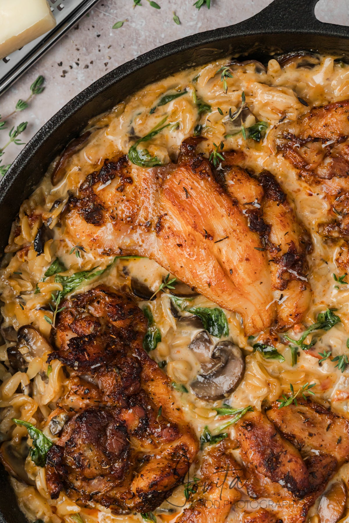 Creamy Chicken Orzo Bake