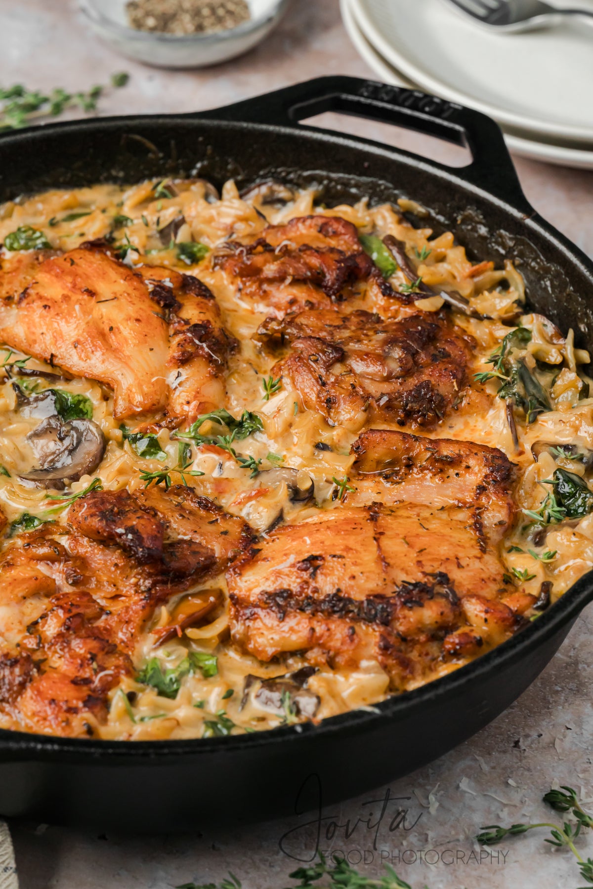 Creamy Chicken Orzo Bake