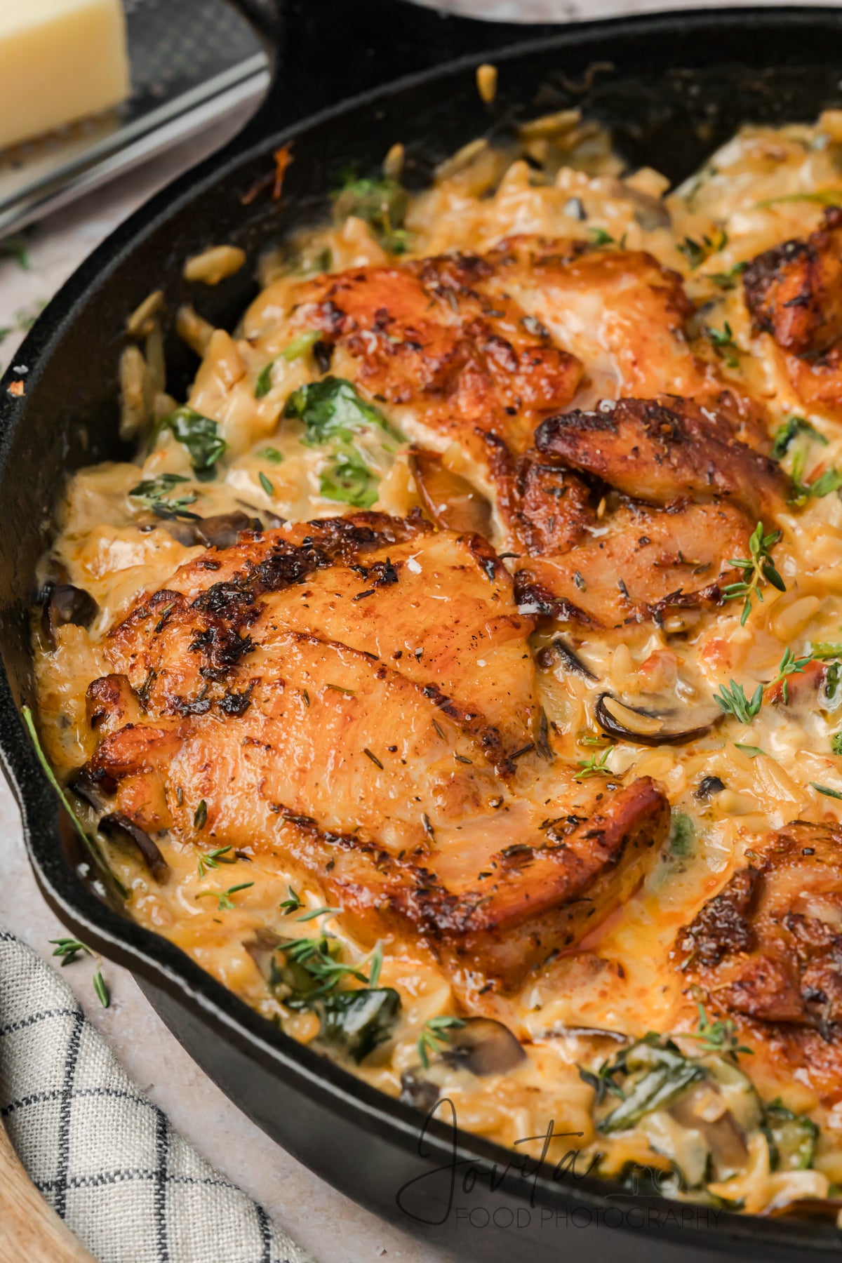 Creamy Chicken Orzo Bake
