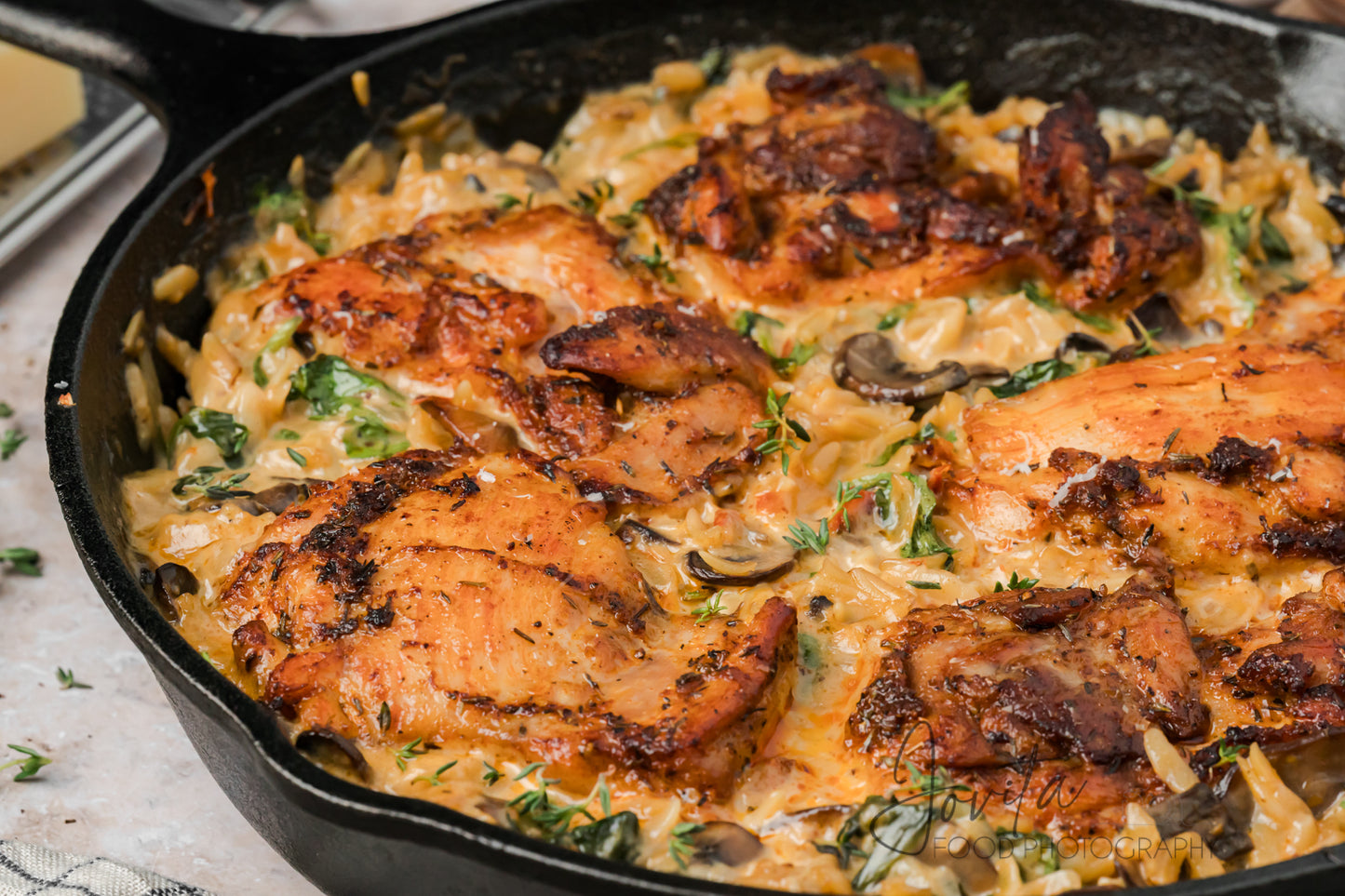 Creamy Chicken Orzo Bake