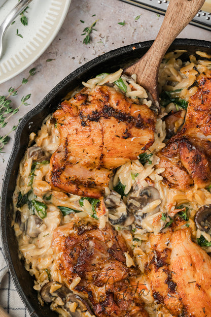 Creamy Chicken Orzo Bake