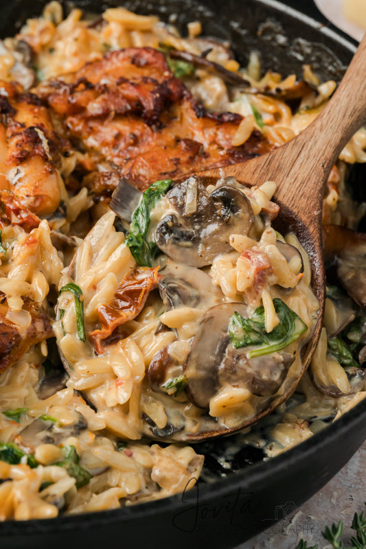 Creamy Chicken Orzo Bake